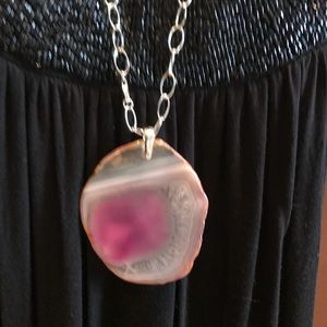 Precious rock long necklace
